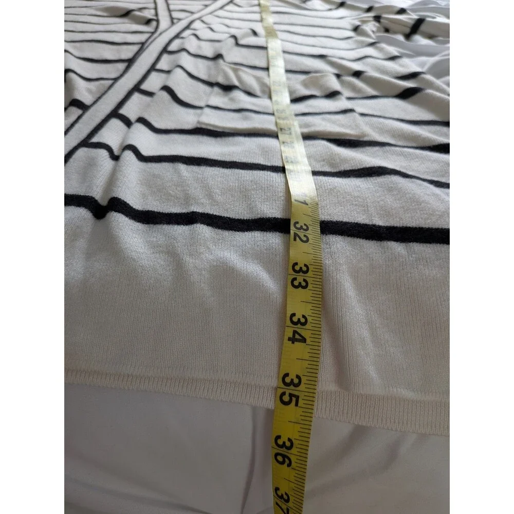 Talbots Oprah Magazine Collection Cardigan Women's XL Cream Black Stripe Sweater